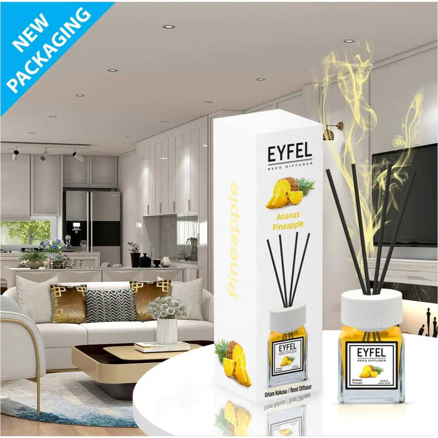 عطر خوشبوکننده اتاق ایفل رایحه آناناس Eyfel Pineapple حجم 120 میلی لیتر