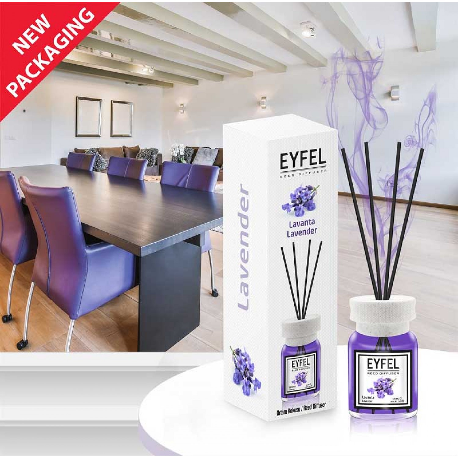 عطر خوشبوکننده اتاق ایفل رایحه لاوندر Eyfel Lavender حجم 120 میلی لیتر