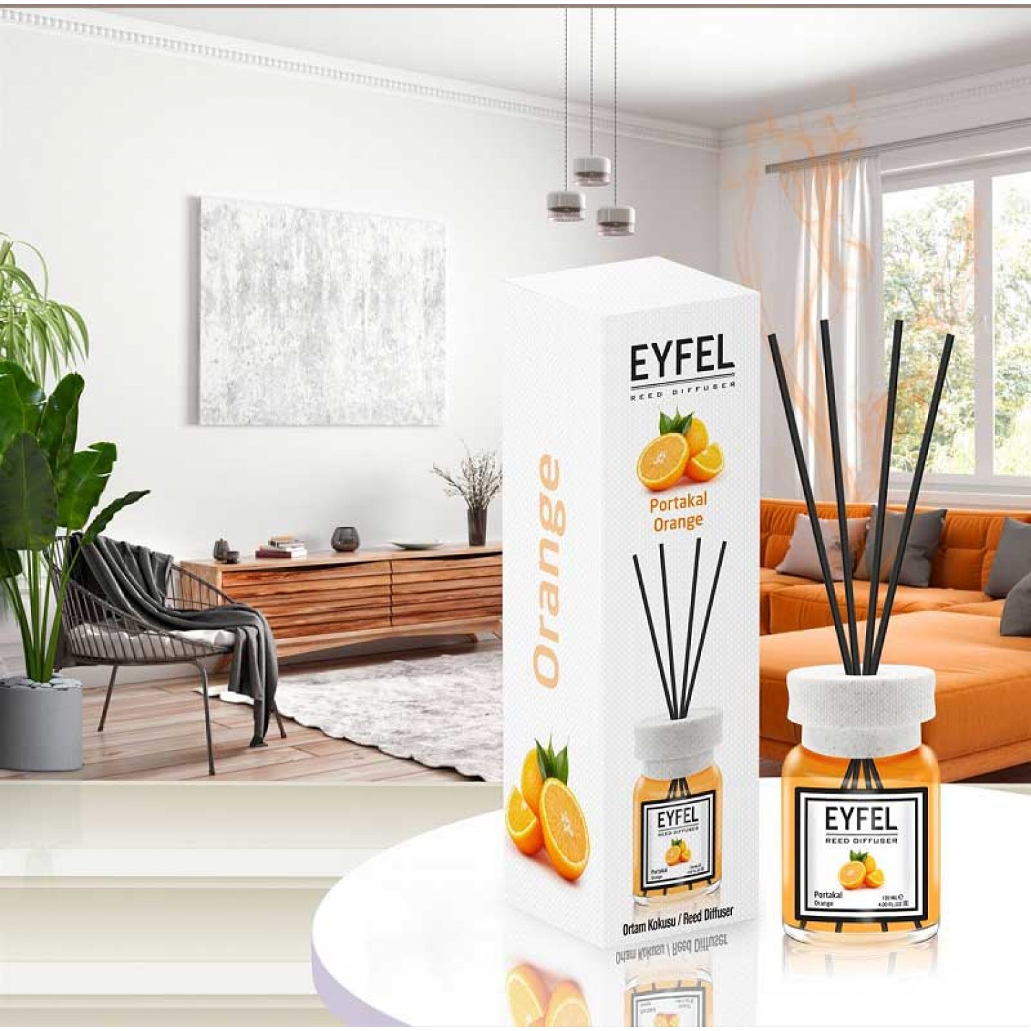 عطر خوشبوکننده اتاق ایفل رایحه پرتقال Eyfel Orange حجم 120 میلی لیتر