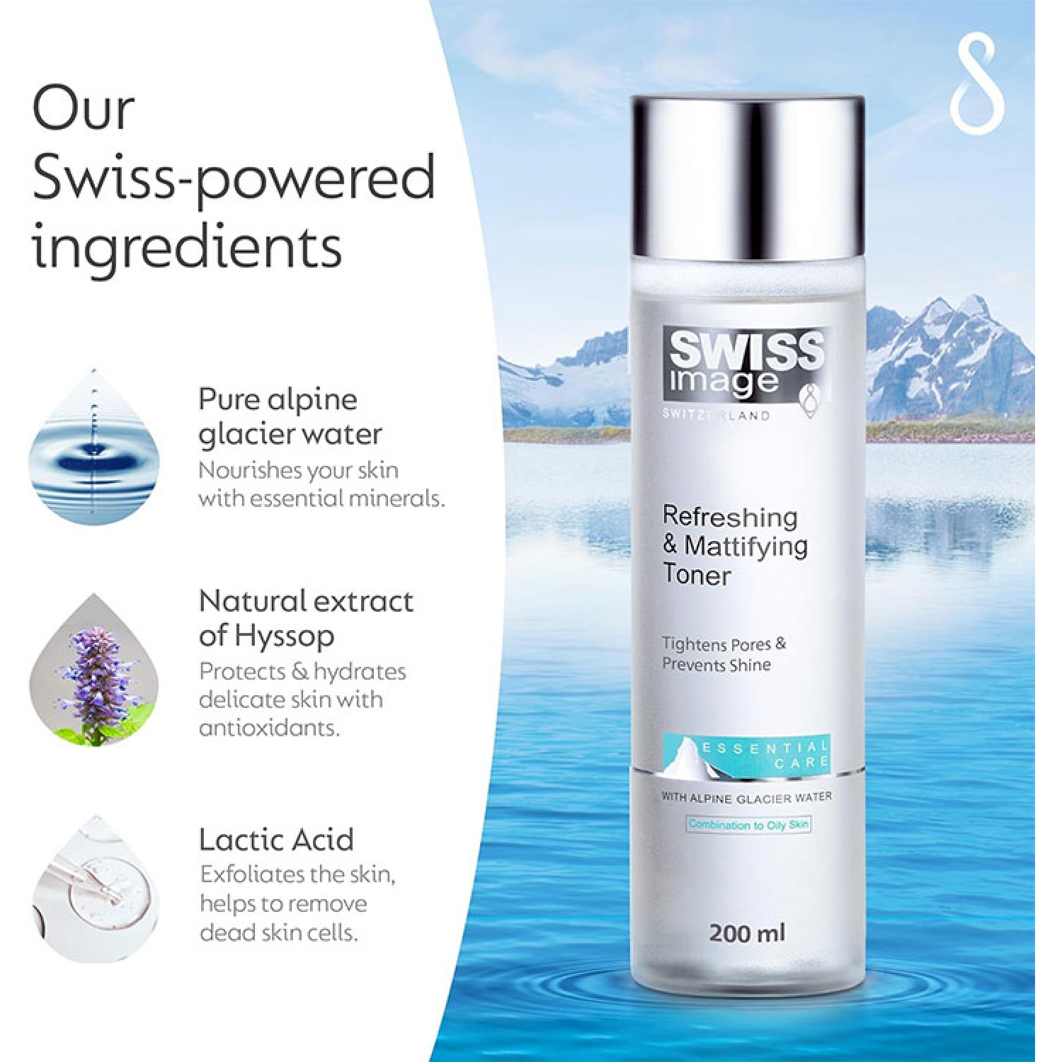 تونر مات کننده سوئیس ایمیج Swiss Image Refreshing Mattifying حجم 200 میلی لیتر تونر مات کننده سوئیس ایمیج Swiss Image Refreshing Mattifying حجم 200 میلی لیتر