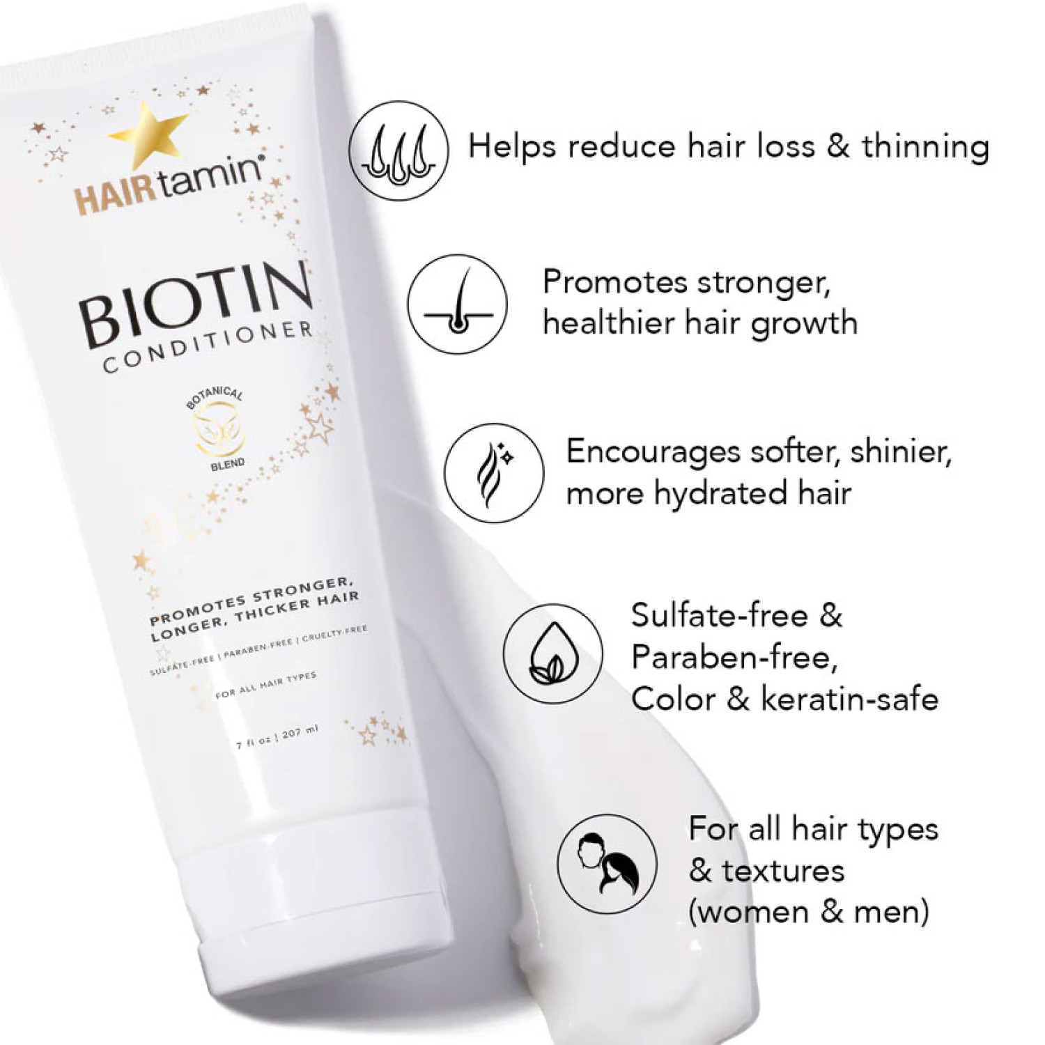 نرم کننده موی ضد ریزش و تقویت کننده بیوتین هیرتامین Hairtamin Biotin حجم 207 میلی لیتر نرم کننده موی ضد ریزش و تقویت کننده بیوتین هیرتامین Hairtamin Biotin حجم 207 میلی لیتر