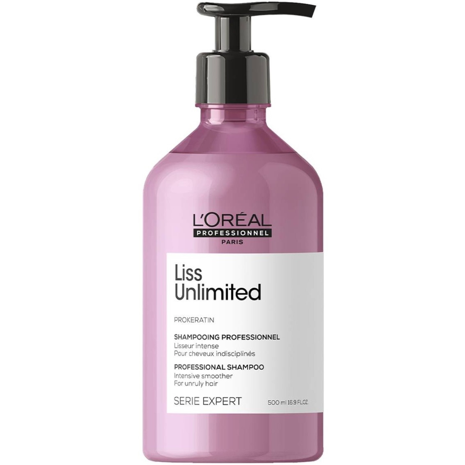 شامپو کراتینه صاف کننده موی حرفه ای لورال سری اکسپرت LOreal Liss Unlimited حجم 500 میلی لیتر
