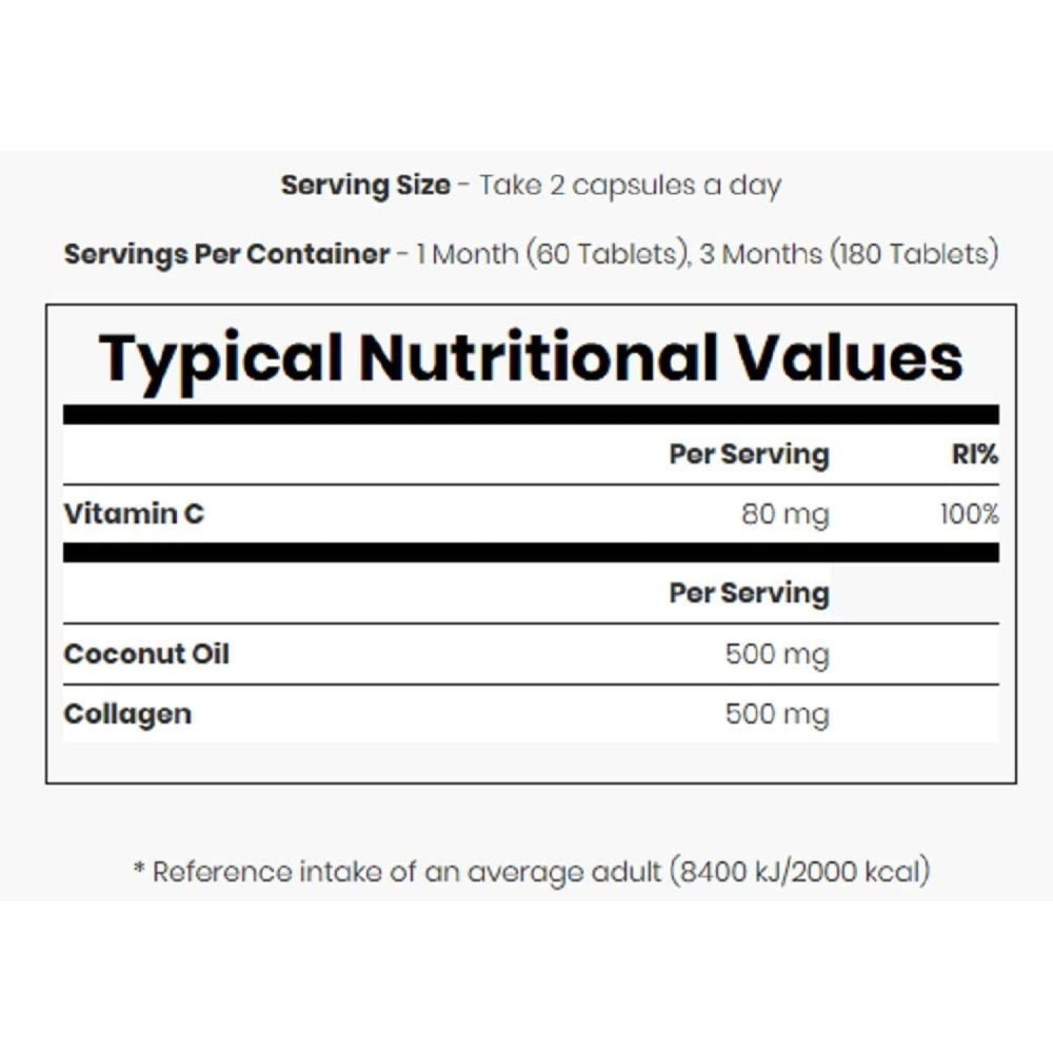 مکمل تقویت پوست و موی نارگیل و کلاژن مای ویتامینز Myvitamins Coconut Collagen تعداد 180 عدد مکمل تقویت پوست و موی نارگیل و کلاژن مای ویتامینز Myvitamins Coconut Collagen تعداد 180 عدد