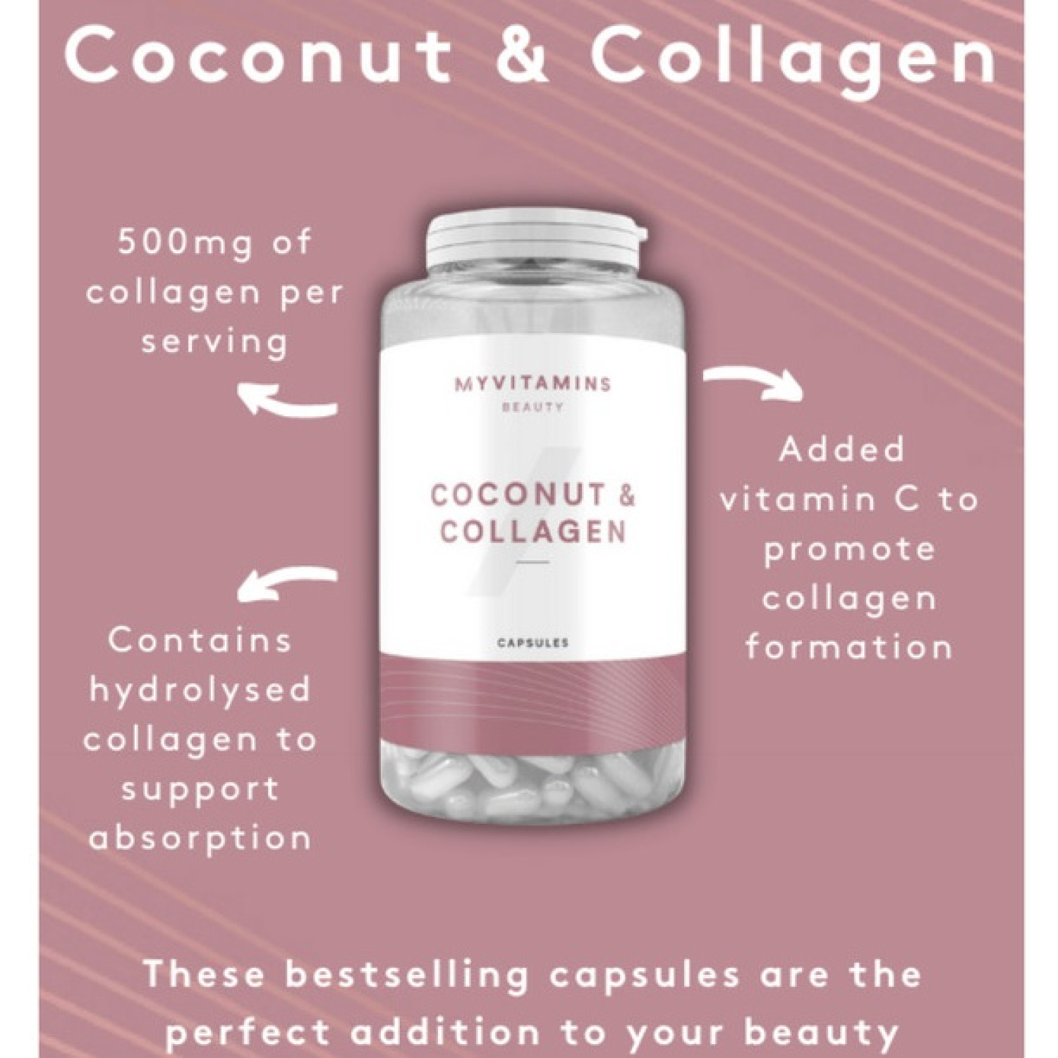 مکمل تقویت پوست و موی نارگیل و کلاژن مای ویتامینز Myvitamins Coconut Collagen تعداد 180 عدد مکمل تقویت پوست و موی نارگیل و کلاژن مای ویتامینز Myvitamins Coconut Collagen تعداد 180 عدد
