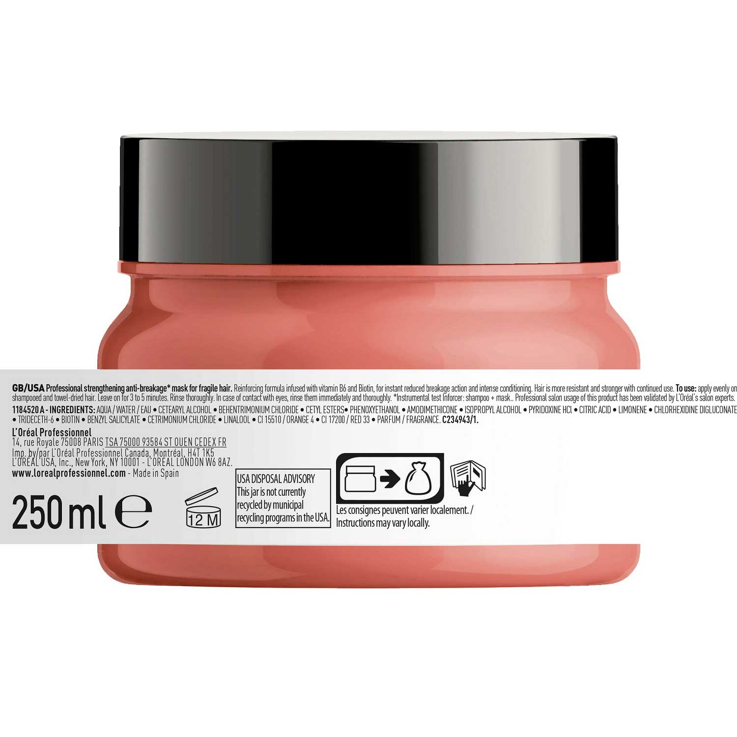 ماسک موی حرفه ای استحکام بخش و ضد شکنندگی لورال سری اکسپرت LOreal Inforcer حجم 250 میلی لیتر ماسک موی حرفه ای استحکام بخش و ضد شکنندگی لورال سری اکسپرت LOreal Inforcer حجم 250 میلی لیتر