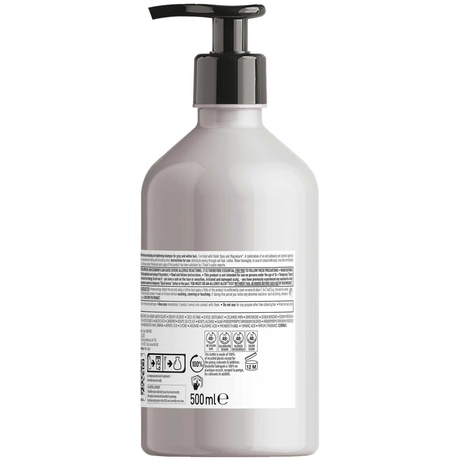 شامپو خنثی کننده و درخشان کننده موی حرفه ای لورال سری اکسپرت LOreal Silver حجم 500 میلی لیتر شامپو خنثی کننده و درخشان کننده موی حرفه ای لورال سری اکسپرت LOreal Silver حجم 500 میلی لیتر