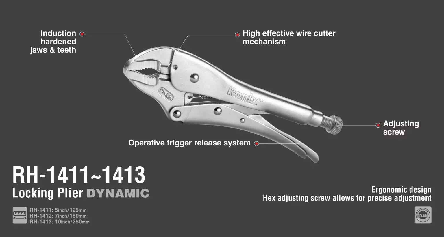انبر قفلی رونیکس 7 اینچی مدل RH-1412